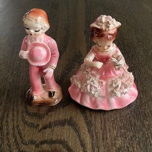 Charming Pink Porcelain Figurine Set